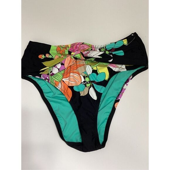 New.Trina Turk floral high waisted bikini bottom. 12. Retails $84 - Picture 3 of 10